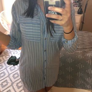 Striped Button Down Shirt Dress